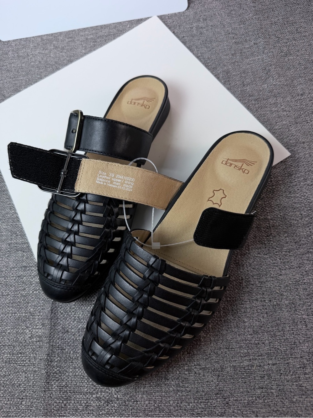Dansko Black Woven Mule Slides with Buckle - Picture 8 of 10